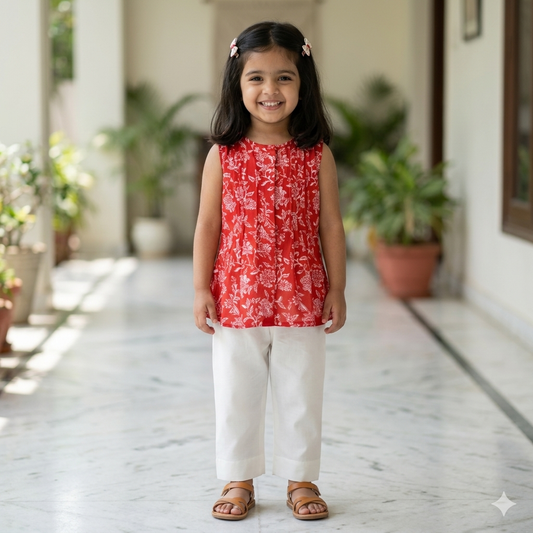 Organic Cotton 'Happiness' Coord Red Floral