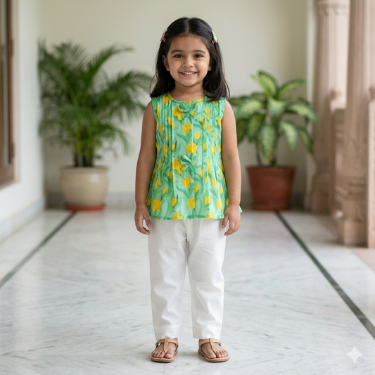 Organic Cotton 'Happiness' Coord Green Floral