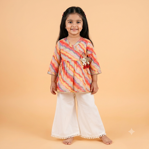 Kota Doriya Leheriya Print kurta set for Girls