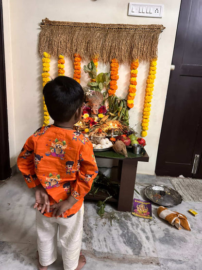 Organic Cotton Unisex 'My Friend Ganesha' Kurta Set