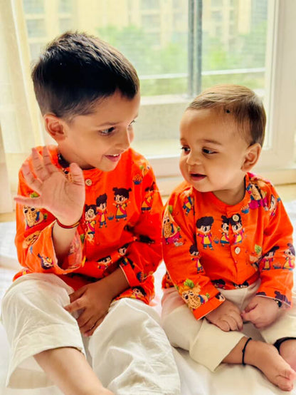 Organic Cotton Unisex 'My Friend Ganesha' Kurta Set