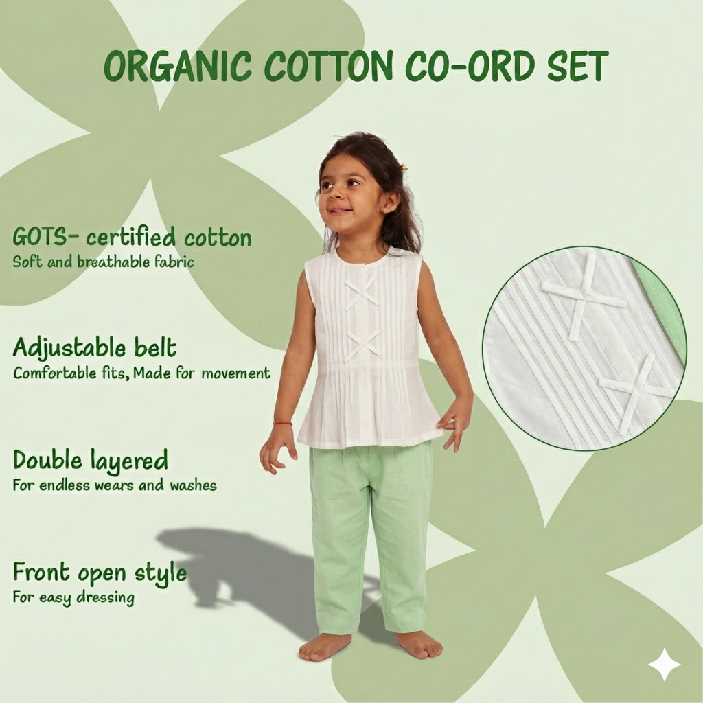 Organic Cotton 'Happiness' Coord White and Green