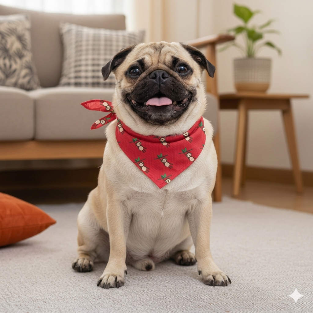 Organic Cotton Monkey Print Scarf for Pets