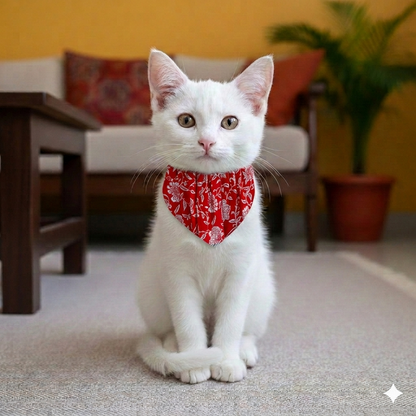 Organic Cotton Red Floral Scarf for Pets