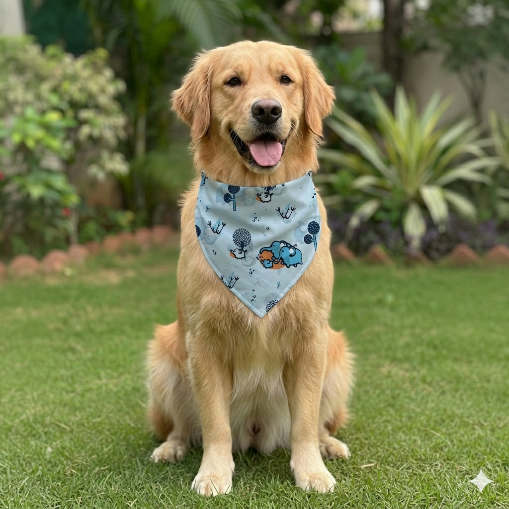 Organic Cotton Elephant Print Scarf for Pets