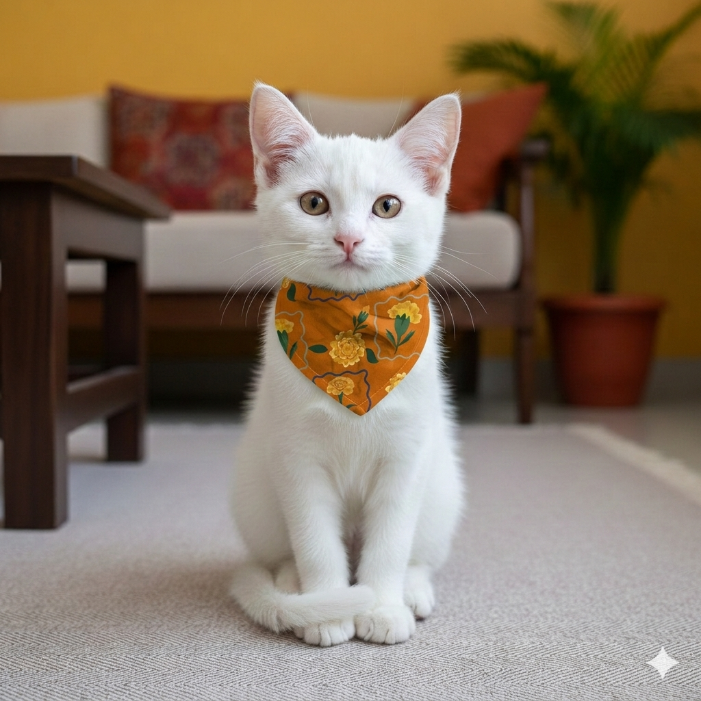 Organic Cotton Marigold Orange Scarf for Pets