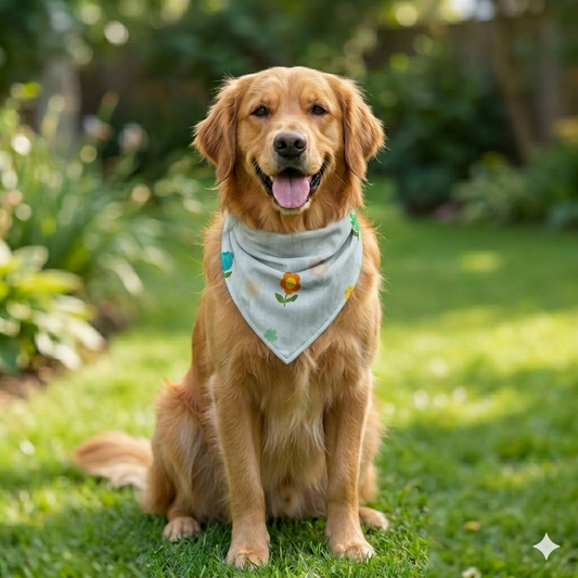 Organic Cotton White Floral Scarf for Pets
