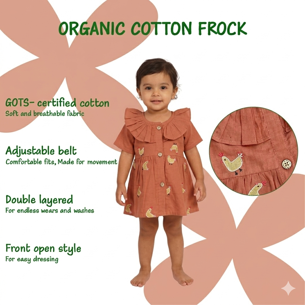 Organic Cotton Frock| Infants and Toddlers| Hen