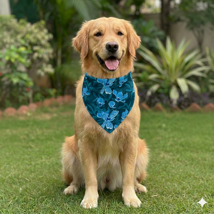 Organic Cotton Blue Floral Scarf for Pets