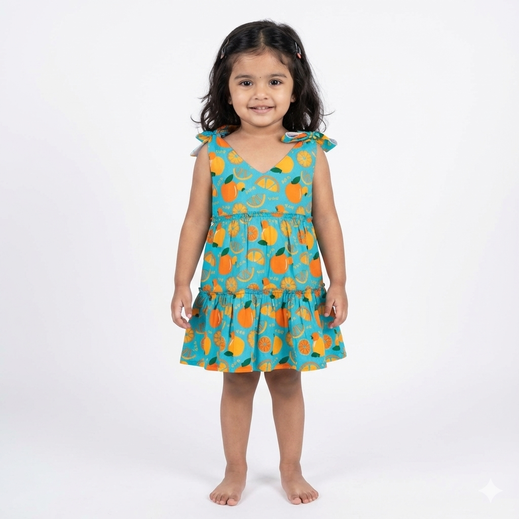Organic Cotton Frock| Infants and Toddlers| Dancing Oranges