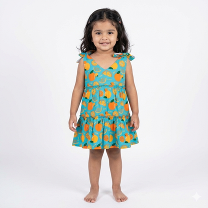 Organic Cotton Frock| Infants and Toddlers| Dancing Oranges