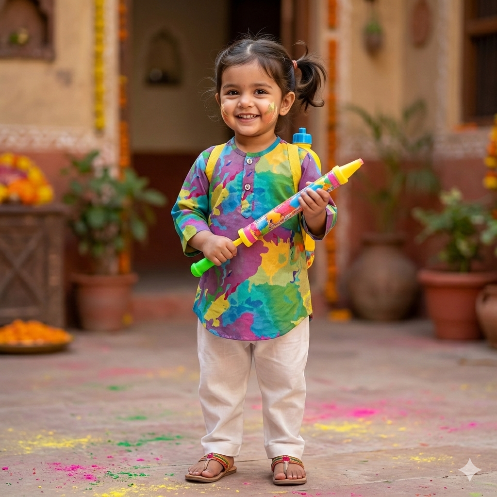 Organic Cotton Unisex Gulaal Print Kurta Set