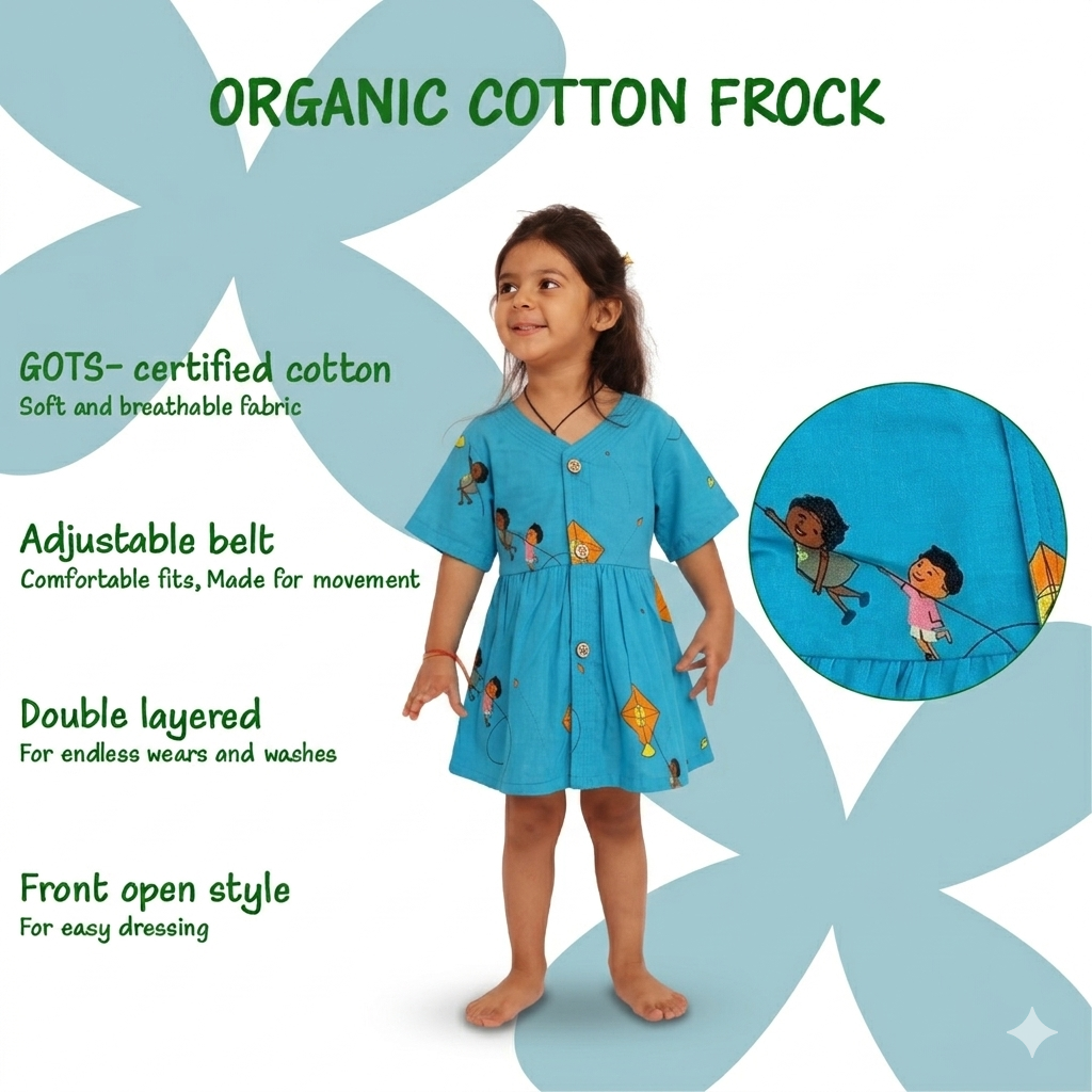 Organic Cotton Frock| Infants and Toddlers| Kite Print