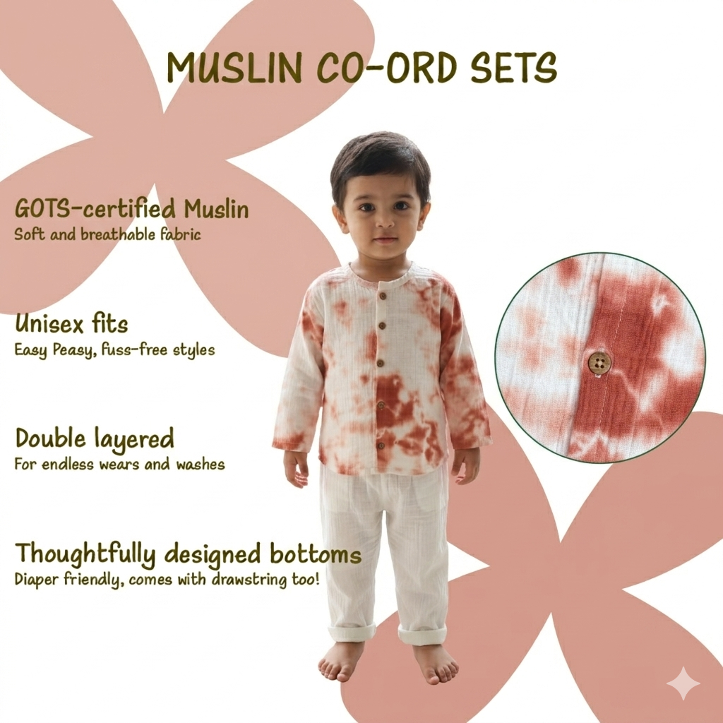 Rust Tie-Dye Crinkled Muslin Co-ord