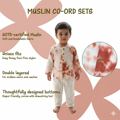Rust Tie-Dye Crinkled Muslin Co-ord