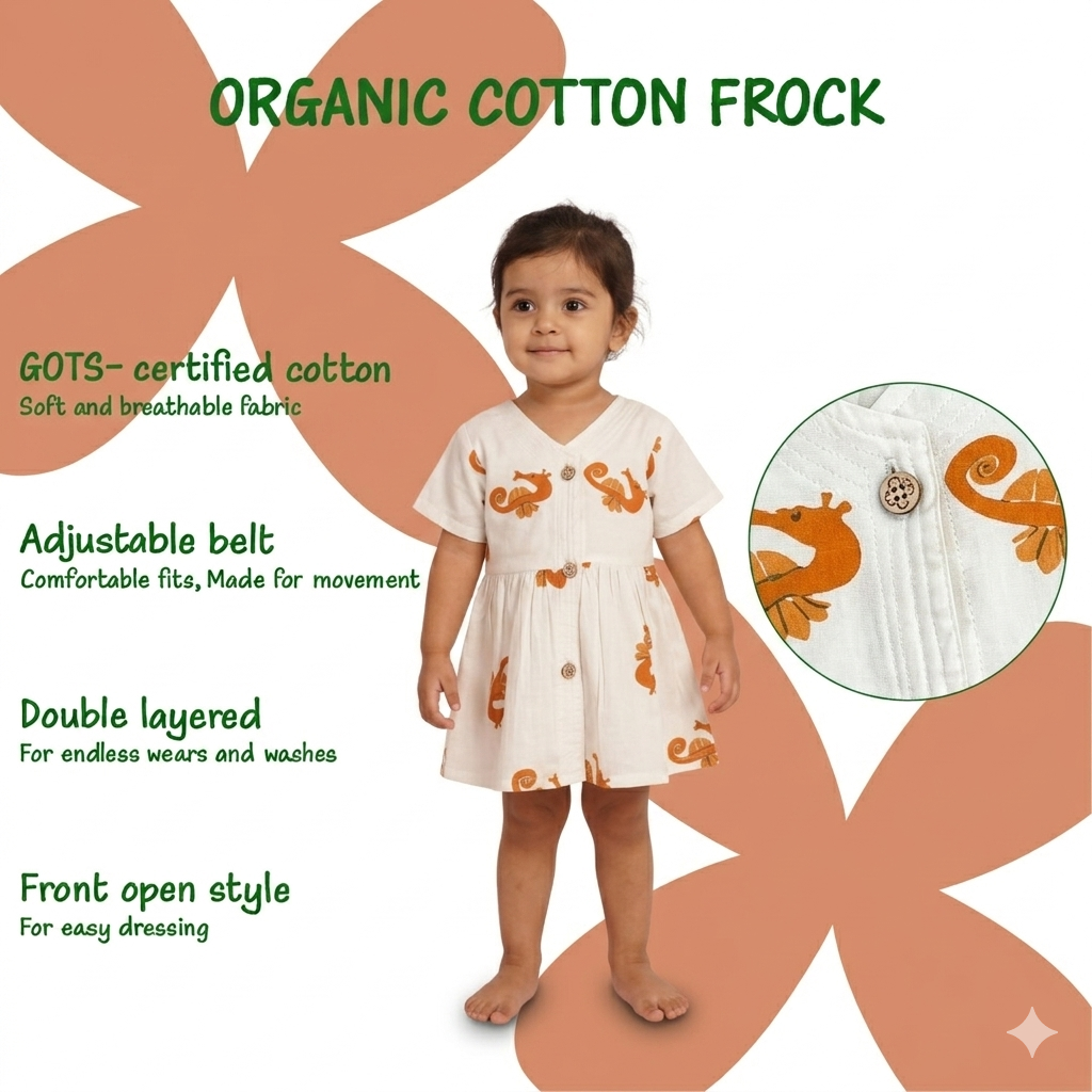 Organic Cotton Frock| Infants and Toddlers| Seahorse Print