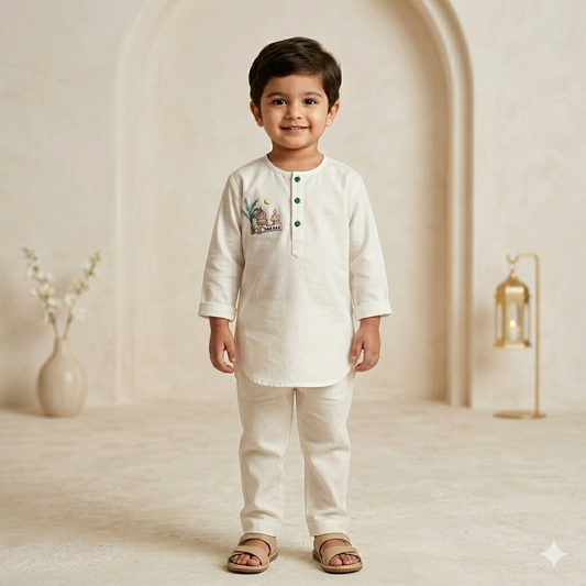 Organic Cotton Unisex 'Eid Mubarak' Kurta Set