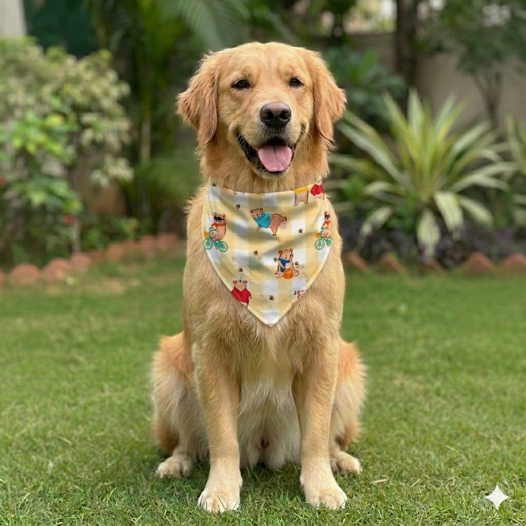 Organic Cotton Bears Print Scarf for Pets (Peach)