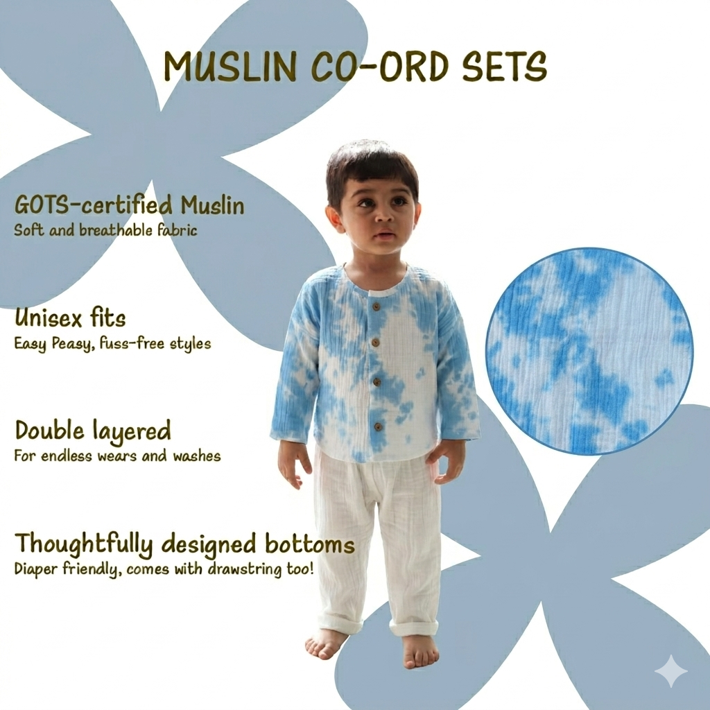 Tie-Dye Crinkled Muslin Unisex Co-ord Set