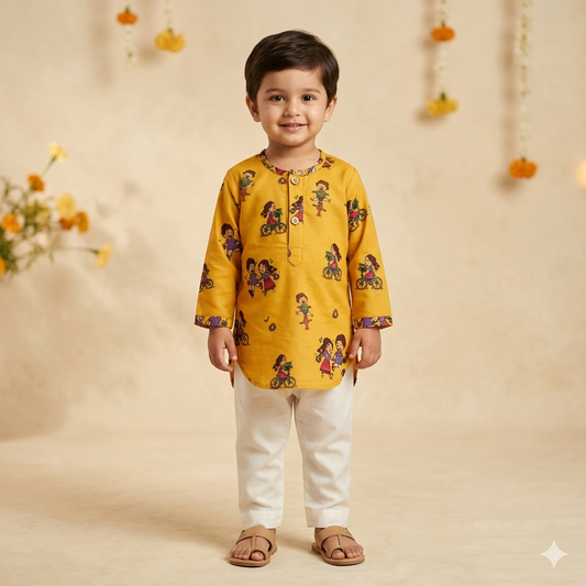 Organic Cotton Unisex 'Thank You, Dear Bicycle' Kurta Set