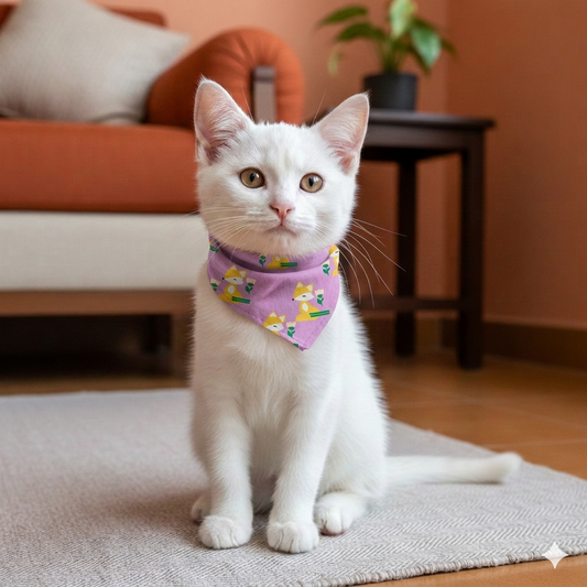 Organic Cotton Fox Print Scarf for Pets