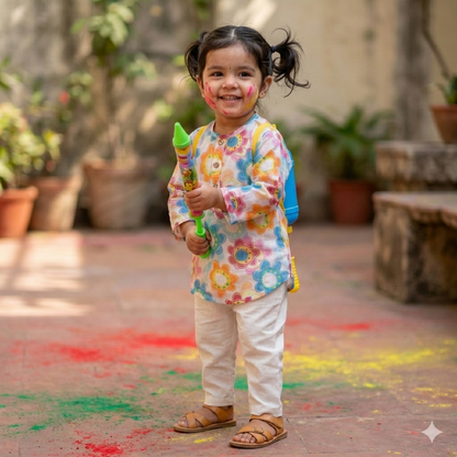 Colourful Flowers- Kota doriya Unisex Kurta Set