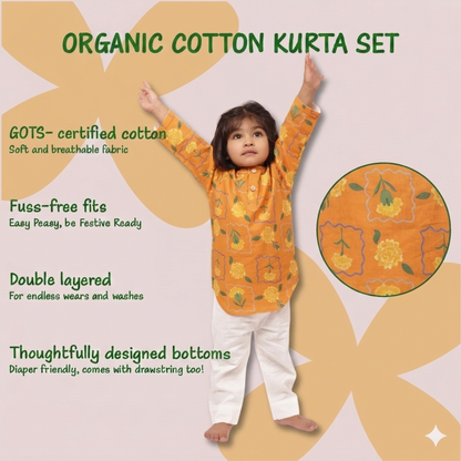 Organic Cotton Marigold Orange Kurta Set