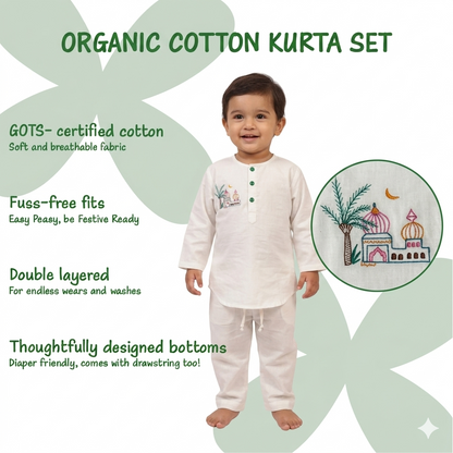 Organic Cotton Unisex 'Eid Mubarak' Kurta Set