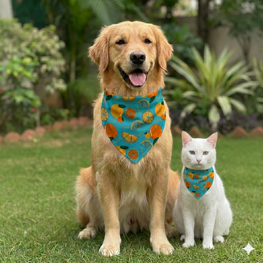 Organic Cotton Dancing Oranges Scarf for Pets