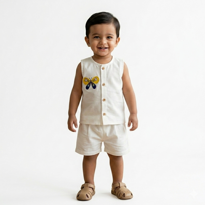 Organic Cotton Butterfly Jhabla Set