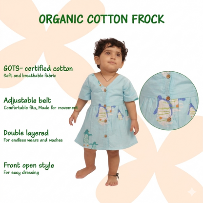 Organic Cotton Frock| Infants and Toddlers| Penguin Print
