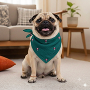 Cotton Embroidered Scarf for Pets (Green)