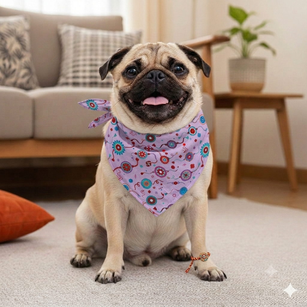 Kota Doriya Rakhi Print Scarf for Pets