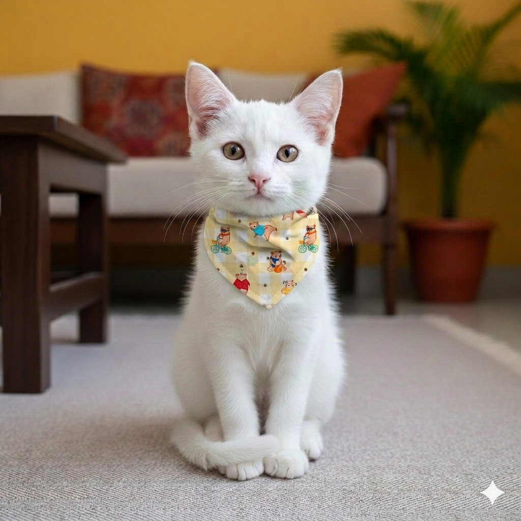 Organic Cotton Bears Print Scarf for Pets (Peach)
