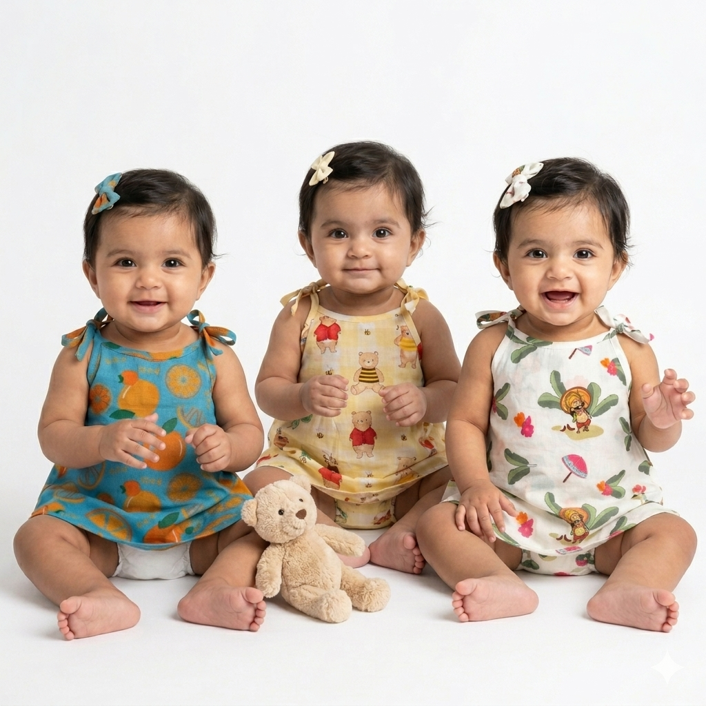Organic Cotton Set of 3 Printed Unisex Tie-up Jhablas