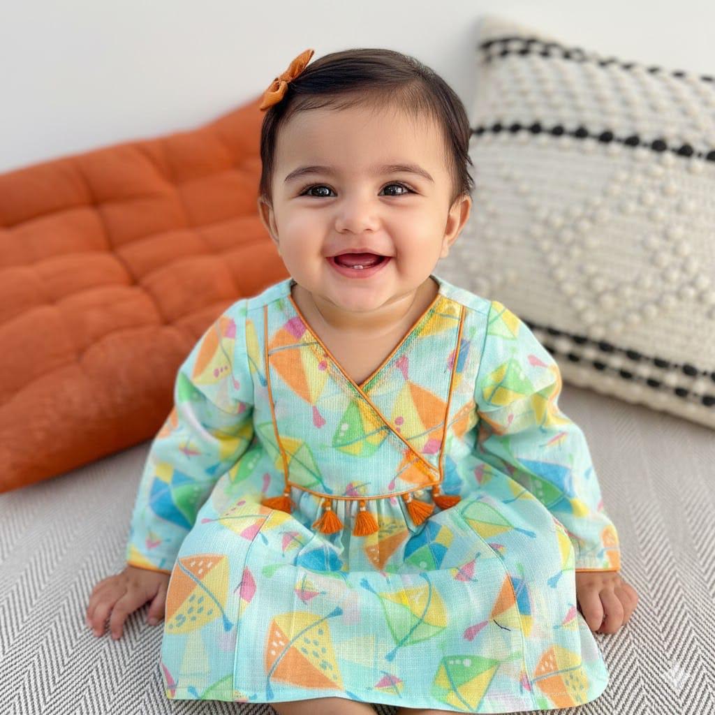 'A Sky Full of Kites'- Kota Doriya kurta set for Girls