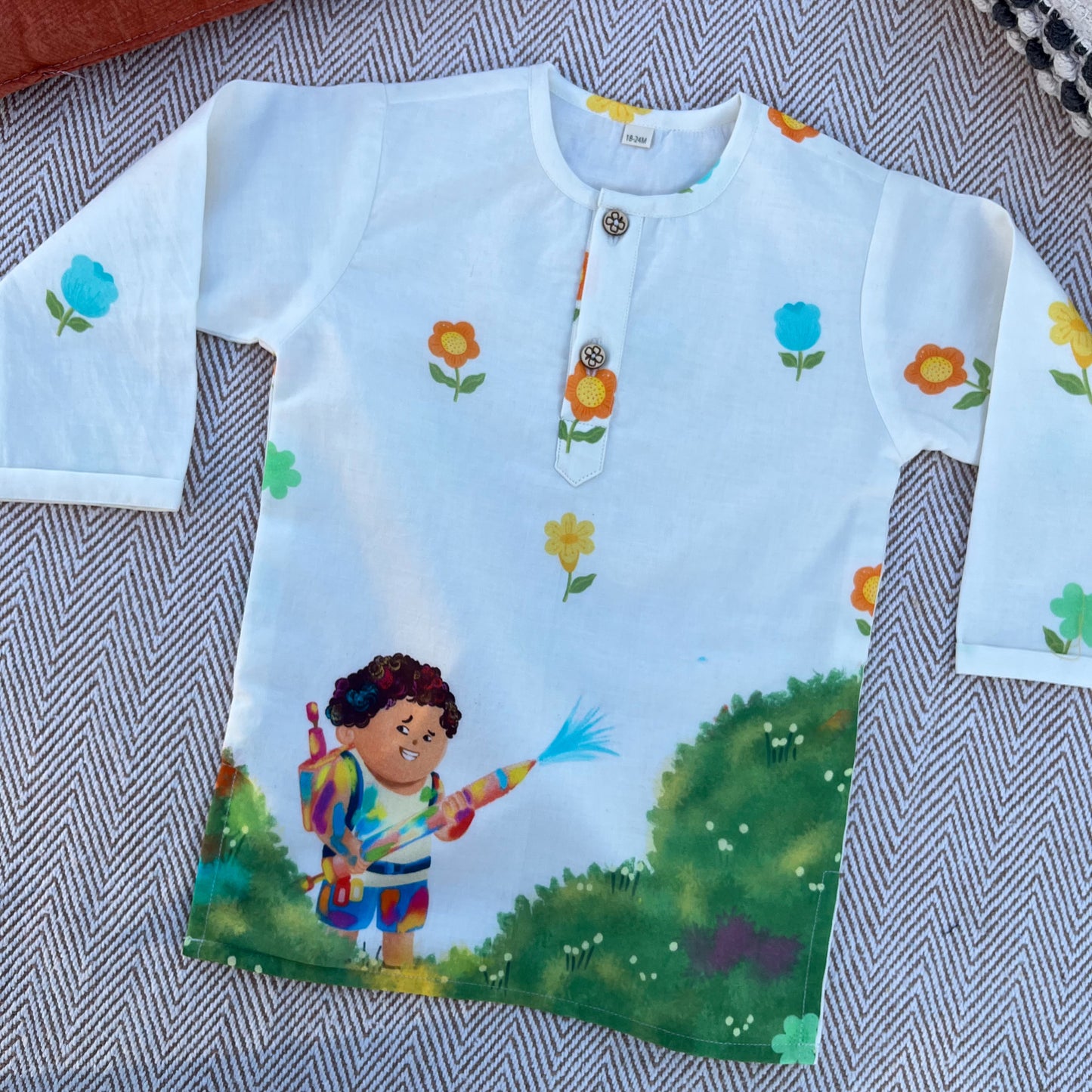 Organic Cotton Unisex 'Pichkari Party' Kurta