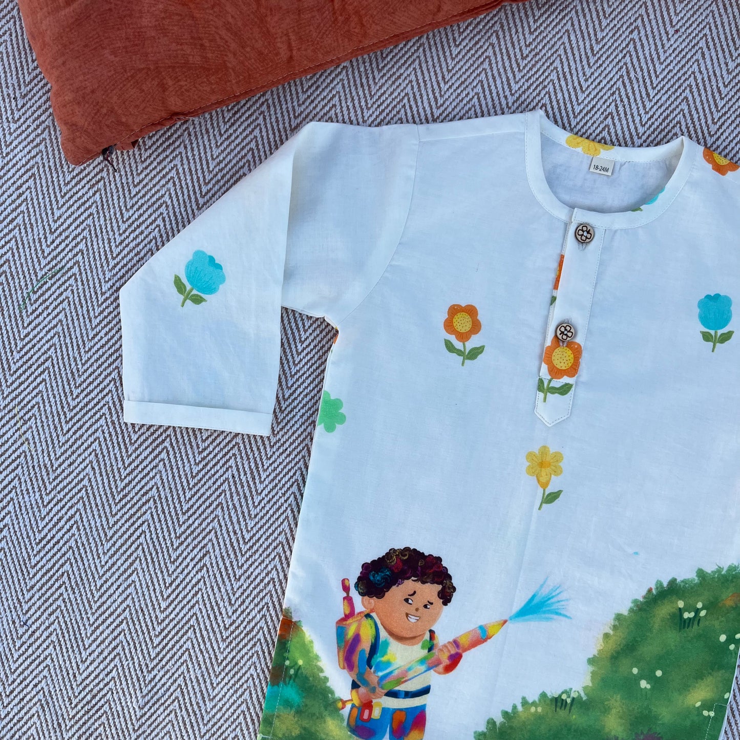 Organic Cotton Unisex 'Pichkari Party' Kurta Set