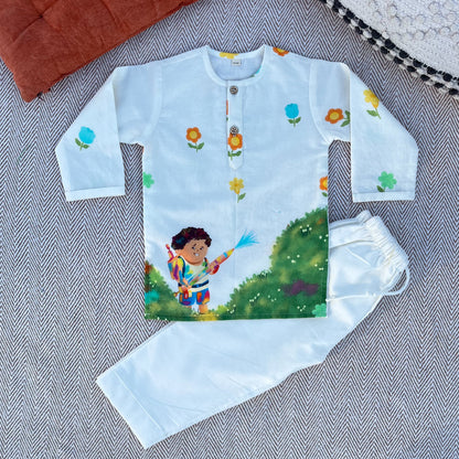 Organic Cotton Unisex 'Pichkari Party' Kurta Set