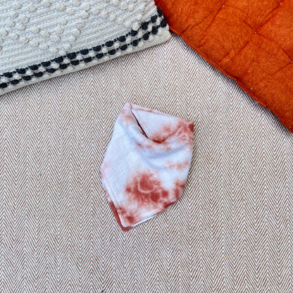 Bandana Newborn Bib and Burp Cloth Set - Rust Tie Dye