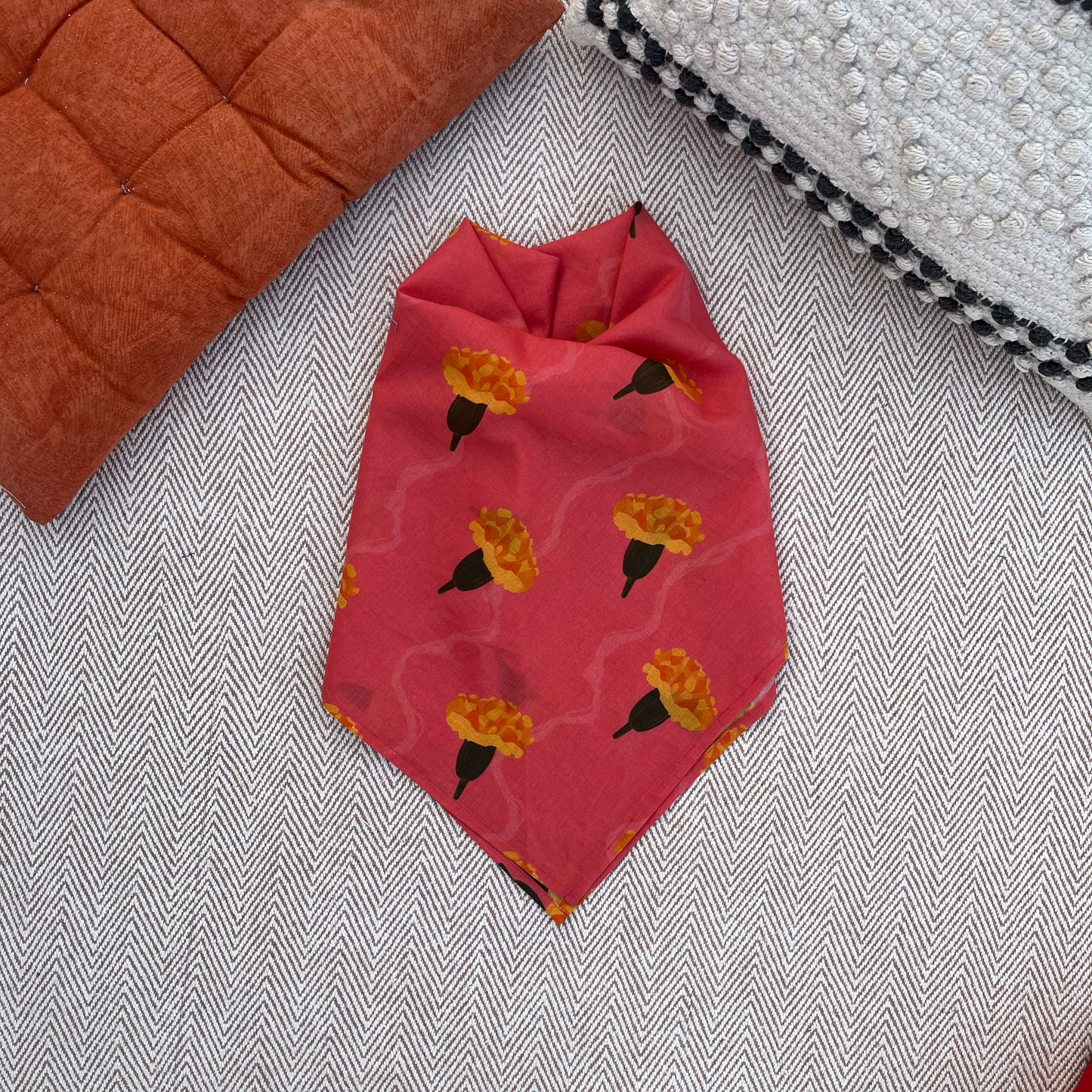 Organic Cotton Marigold Pink Scarf for Pets