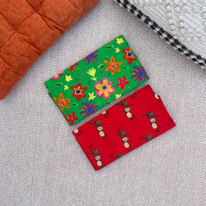 Organic Cotton Swaddle Wrap- Spring Floral and Red Monkey