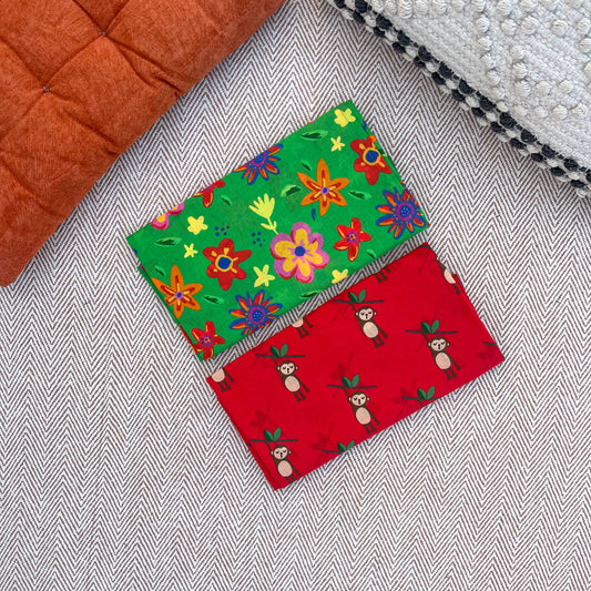 Organic Cotton Swaddle Wrap- Spring Floral and Red Monkey
