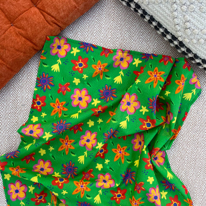 Organic Cotton Swaddle Wrap- Spring Floral and Red Monkey