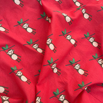 Organic Cotton Swaddle Wrap- Spring Floral and Red Monkey