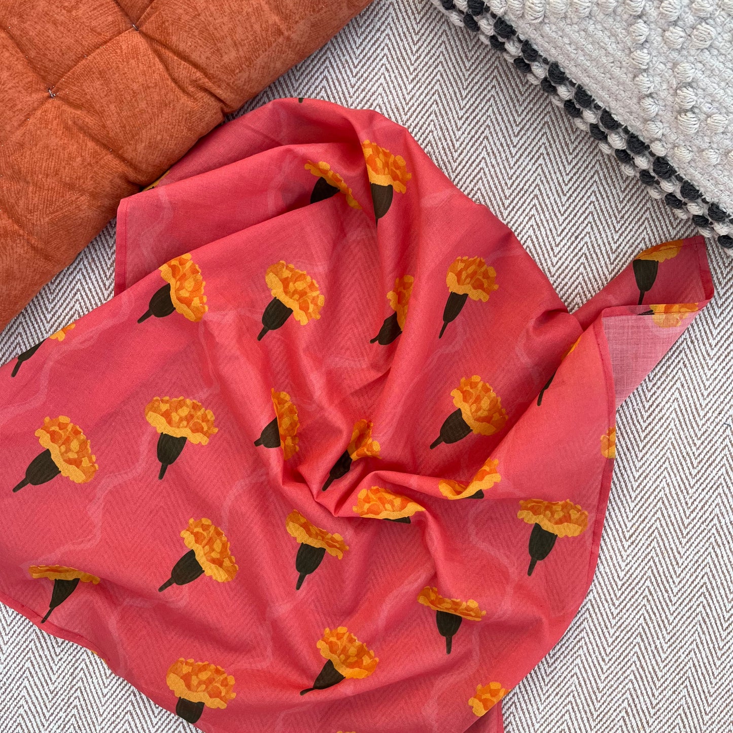 Organic Cotton Swaddle Wrap- Tulip and Pink Marigold