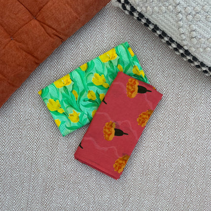 Organic Cotton Swaddle Wrap- Tulip and Pink Marigold