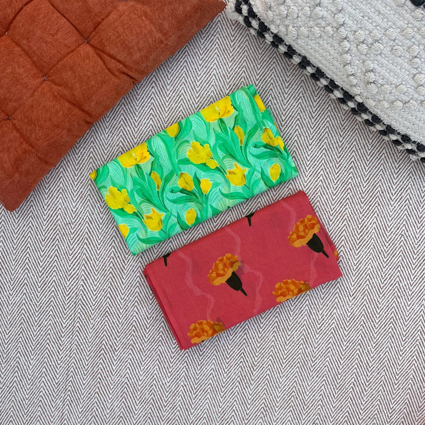 Organic Cotton Swaddle Wrap- Tulip and Pink Marigold