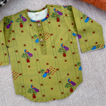 Organic Cotton Unisex 'Gudi Padwa/ Ugadi' Kurta- Green