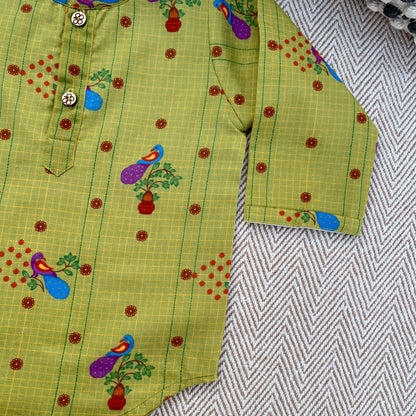 Organic Cotton Unisex 'Gudi Padwa/ Ugadi' Kurta- Green